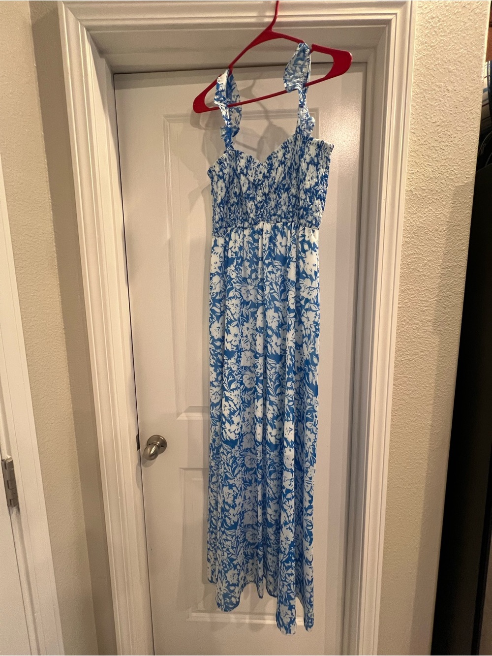 Blue and White Floral Maxi Dress